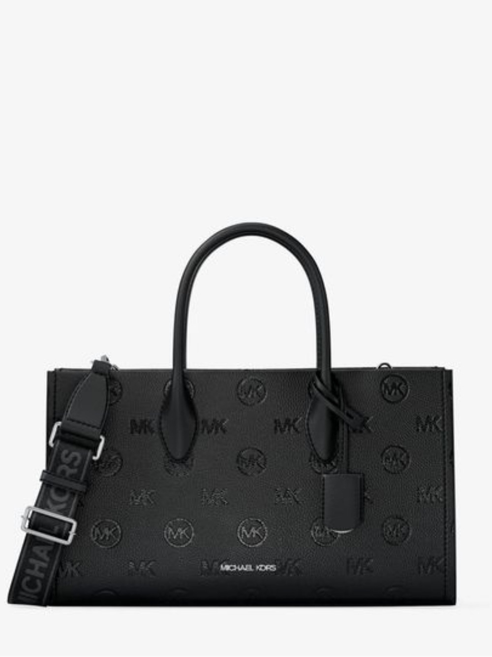 MICHAEL KORS Mirella Medium EW Top Zip Logo Debossed Satchel Shoulder
Black 
NWT